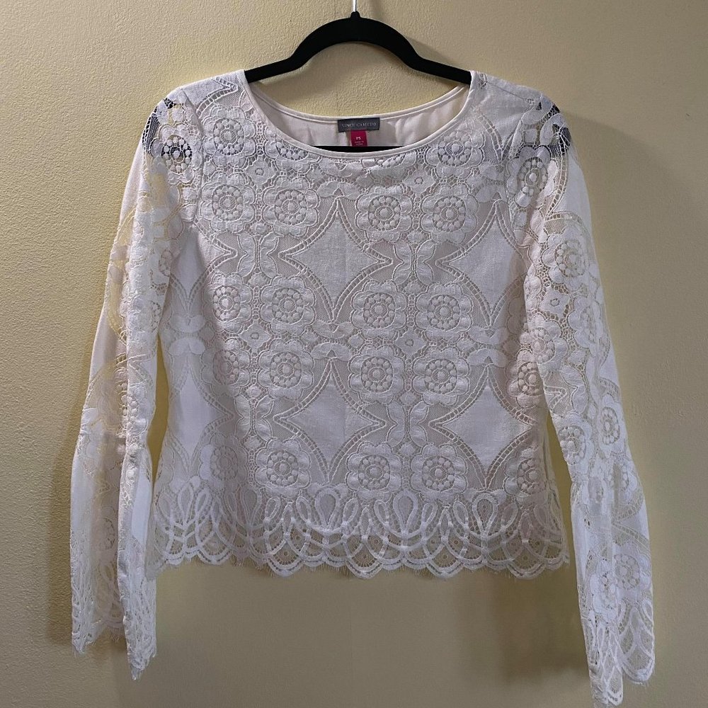 Vince Camuto Lace Bell-Sleeved Top